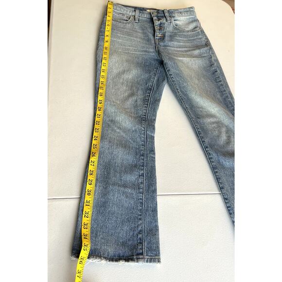 Madewell Jeans Women 24 Blue Denim Cali Demi Boot Exposed button fly Pants - Picture 5 of 14